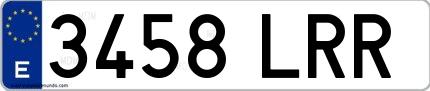 Ejemplo de matrícula española 3458 LRR