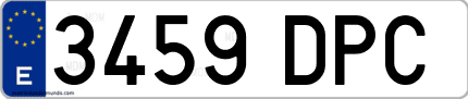 Ejemplo de matrícula de coche ordinaria 3459 DPC