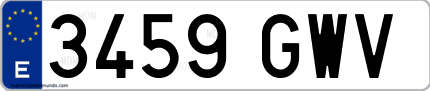 Ejemplo de matrícula de coche ordinaria 3459 GWV