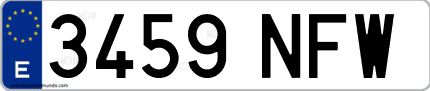 Ejemplo de matrícula de coche ordinaria 3459 NFW