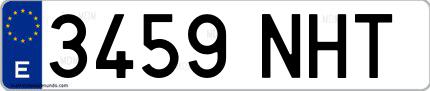 Ejemplo de matrícula española 3459 NHT