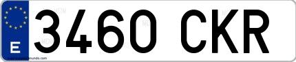 Ejemplo de matrícula española 3460 CKR