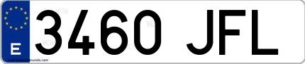 Ejemplo de matrícula española 3460 JFL