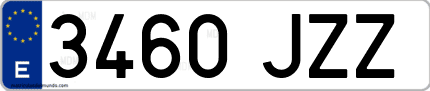 Ejemplo de matrícula de coche ordinaria 3460 JZZ