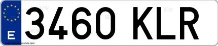 Ejemplo de matrícula española 3460 KLR