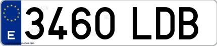 Ejemplo de matrícula española 3460 LDB