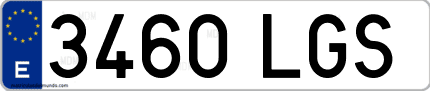 Ejemplo de matrícula de coche ordinaria 3460 LGS