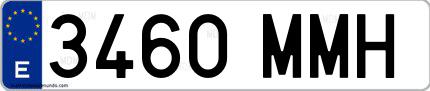 Ejemplo de matrícula española 3460 MMH