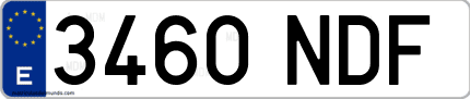 Ejemplo de matrícula de coche ordinaria 3460 NDF