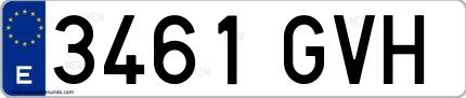 Ejemplo de matrícula española 3461 GVH
