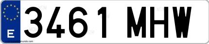 Ejemplo de matrícula española 3461 MHW