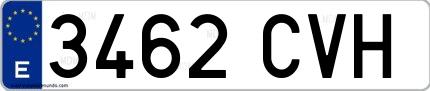 Ejemplo de matrícula española 3462 CVH