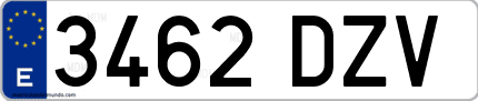 Ejemplo de matrícula de coche ordinaria 3462 DZV