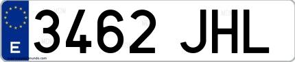 Ejemplo de matrícula española 3462 JHL