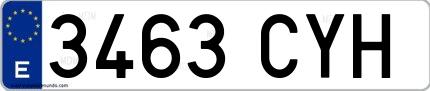 Ejemplo de matrícula española 3463 CYH