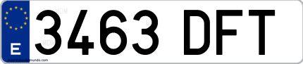 Ejemplo de matrícula de coche ordinaria 3463 DFT