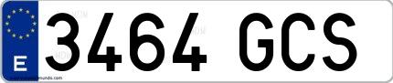 Ejemplo de matrícula española 3464 GCS