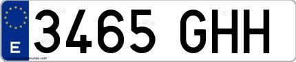 Ejemplo de matrícula española 3465 GHH