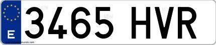 Ejemplo de matrícula española 3465 HVR