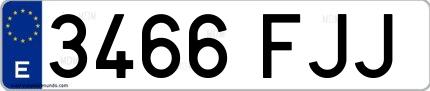 Ejemplo de matrícula española 3466 FJJ