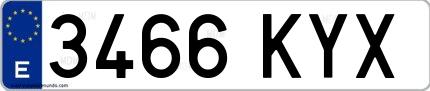Ejemplo de matrícula española 3466 KYX