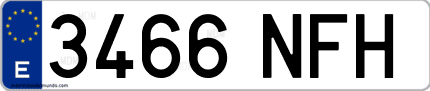 Ejemplo de matrícula de coche ordinaria 3466 NFH