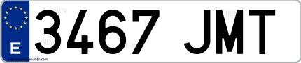 Ejemplo de matrícula española 3467 JMT