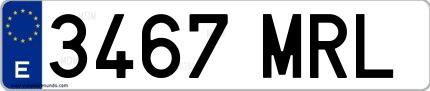 Ejemplo de matrícula española 3467 MRL