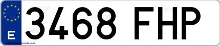Ejemplo de matrícula española 3468 FHP