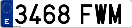 Ejemplo de matrícula de coche ordinaria 3468 FWM