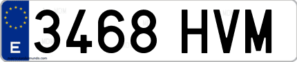 Ejemplo de matrícula de coche ordinaria 3468 HVM