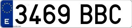 Ejemplo de matrícula española 3469 BBC