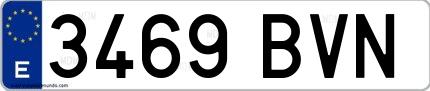 Ejemplo de matrícula española 3469 BVN