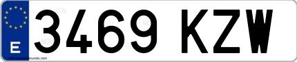 Ejemplo de matrícula española 3469 KZW