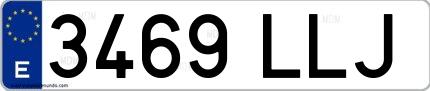 Ejemplo de matrícula española 3469 LLJ