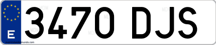 Ejemplo de matrícula de coche ordinaria 3470 DJS