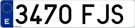 Ejemplo de matrícula española 3470 FJS