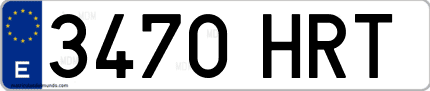 Ejemplo de matrícula de coche ordinaria 3470 HRT