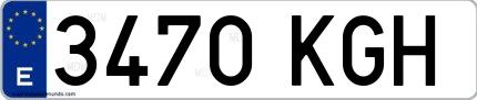 Ejemplo de matrícula de coche ordinaria 3470 KGH
