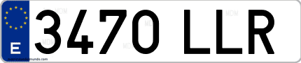 Ejemplo de matrícula de coche ordinaria 3470 LLR