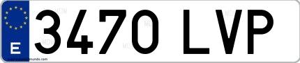 Ejemplo de matrícula española 3470 LVP