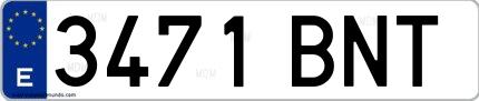 Ejemplo de matrícula española 3471 BNT