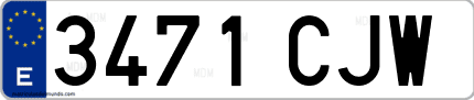 Ejemplo de matrícula de coche ordinaria 3471 CJW