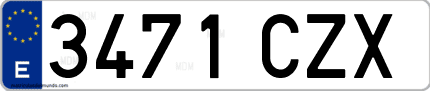 Ejemplo de matrícula de coche ordinaria 3471 CZX