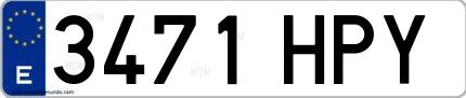 Ejemplo de matrícula española 3471 HPY