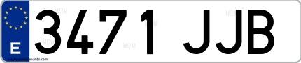Ejemplo de matrícula española 3471 JJB