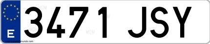 Ejemplo de matrícula española 3471 JSY