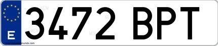 Ejemplo de matrícula española 3472 BPT
