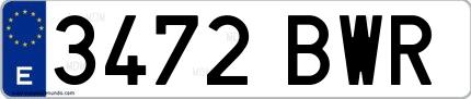 Ejemplo de matrícula española 3472 BWR