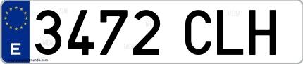 Ejemplo de matrícula de coche ordinaria 3472 CLH